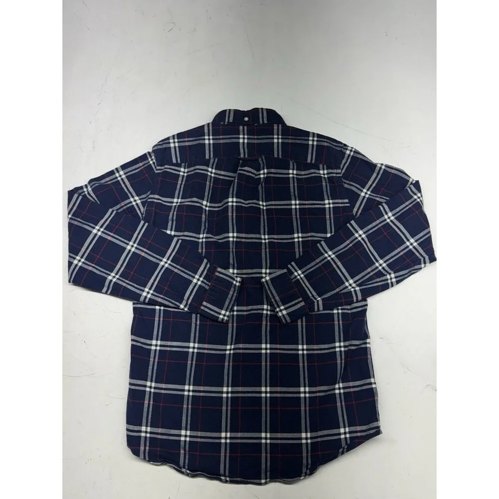 J Crew Vintage Oxford Dress Shirt Plaid Long Sleeve Button Up Blue Mens XS